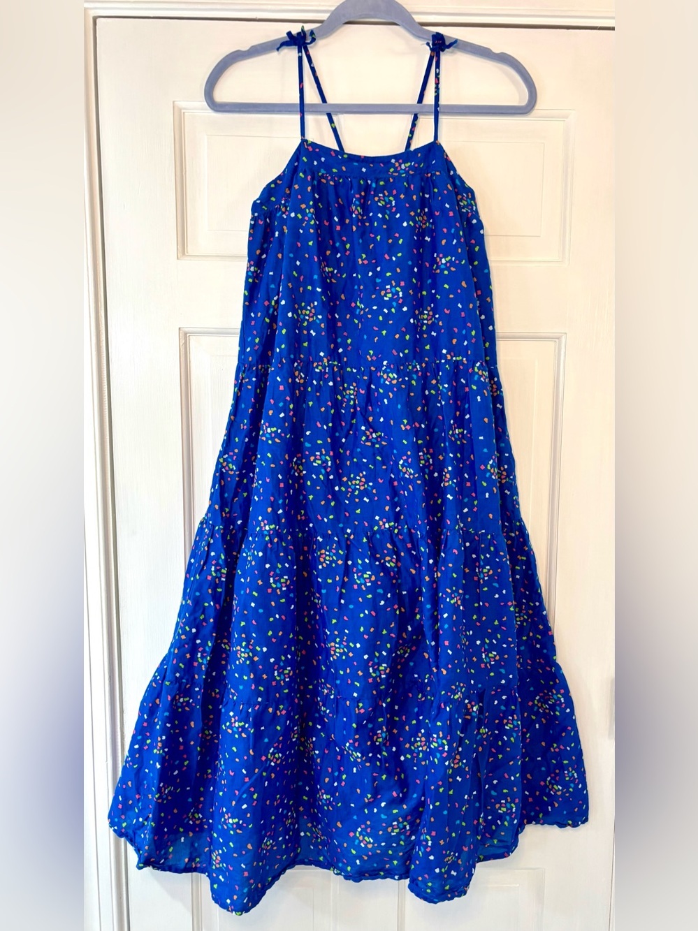 Lands End girls size L(14) blue tiered sundress